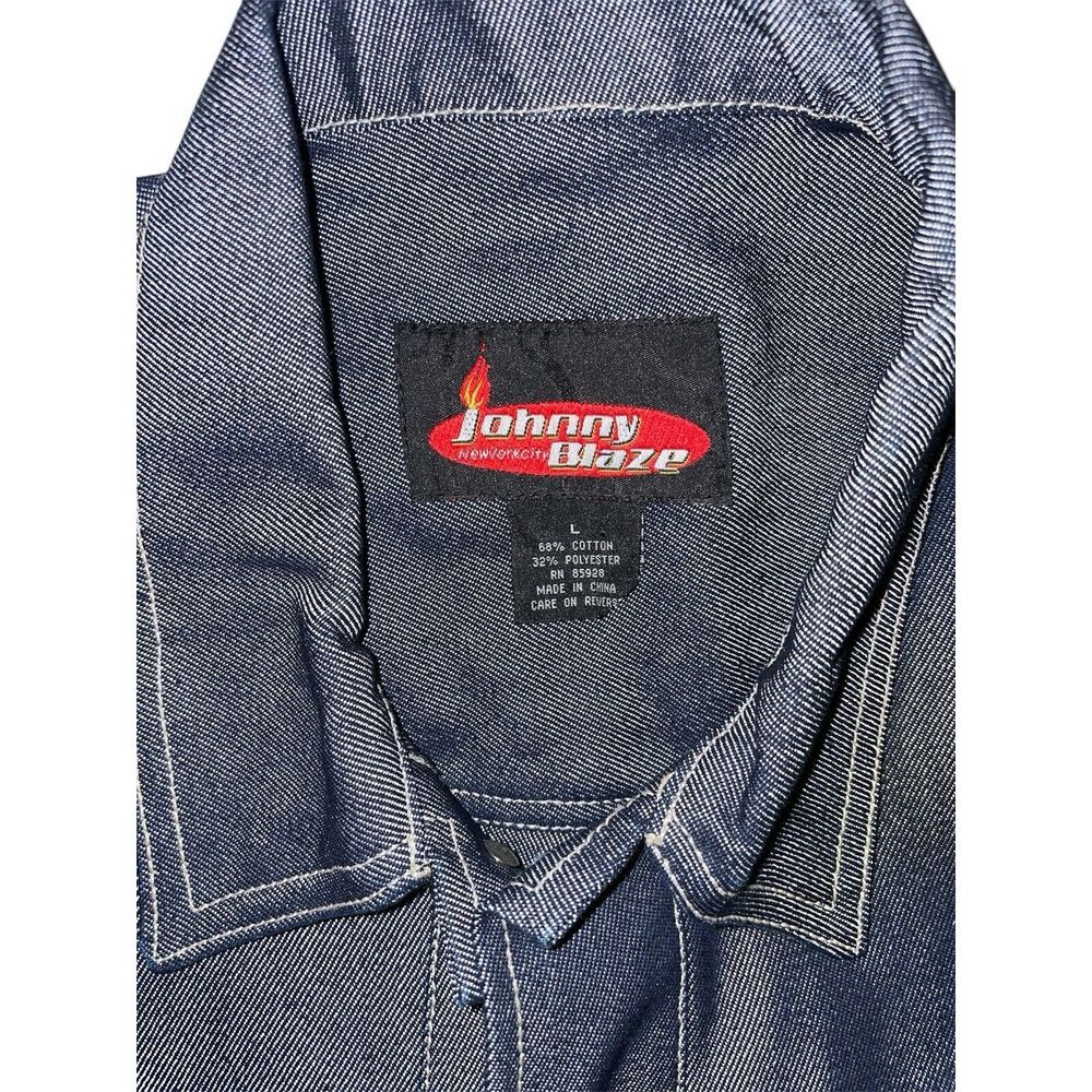 JOHNNY BLAZE Denim Jean Jacket L Men's Heavy Thick Jean Vintage Blue Method Man - Picture 8 of 11